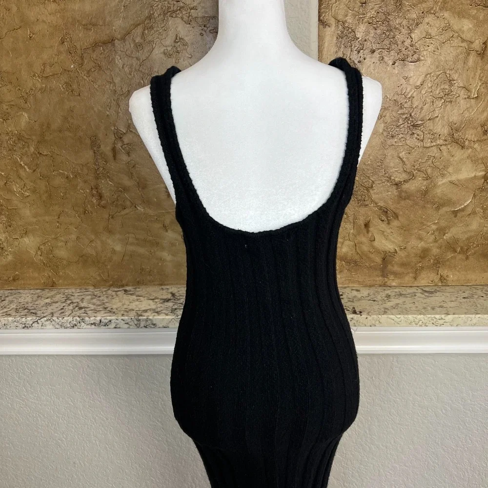 Free People FP Beach Santos Sweater Bodycon Midi Dress Small Ribbed Black Resort